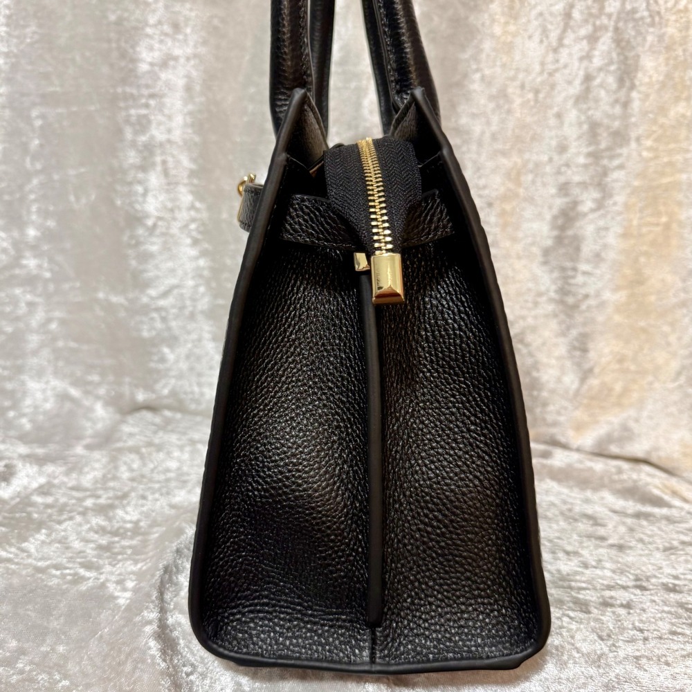 Verano Hill Marseille Black Croc Embossed Satchel Handbag Gold Hardware New - Picture 4 of 12